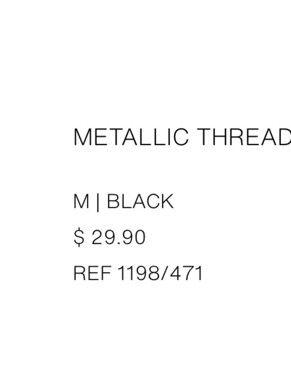 Zara Metallic Thread Black Tank Top - Picture 2 of 2